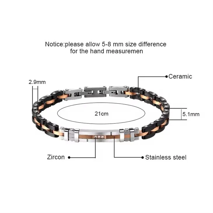 Stylish Zircon Black & Rose Gold Bracelet For Men