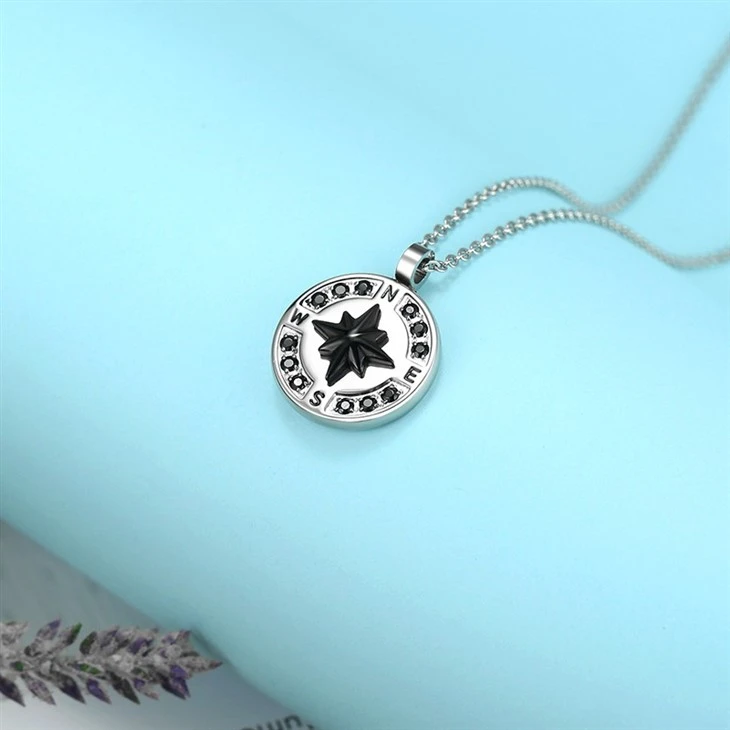 Black Compass Star Pendant Necklace With Zircon best Black Compass Star Pendant Necklace With Zircon best