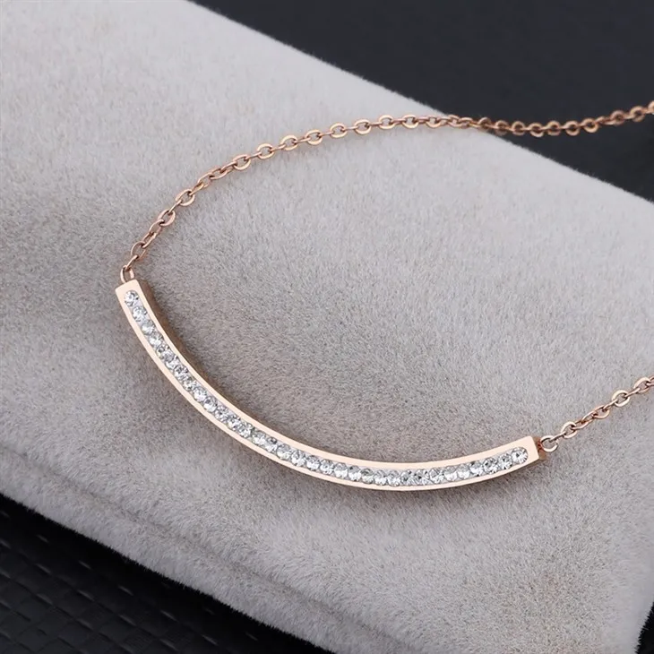 Curved Zircon Bar Pendant Necklace best