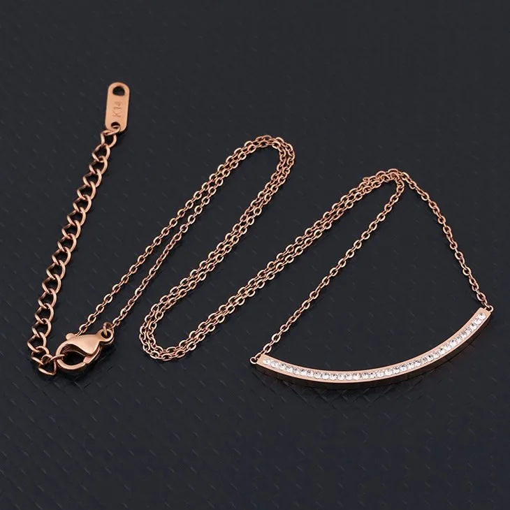 Curved Zircon Bar Pendant Necklace price