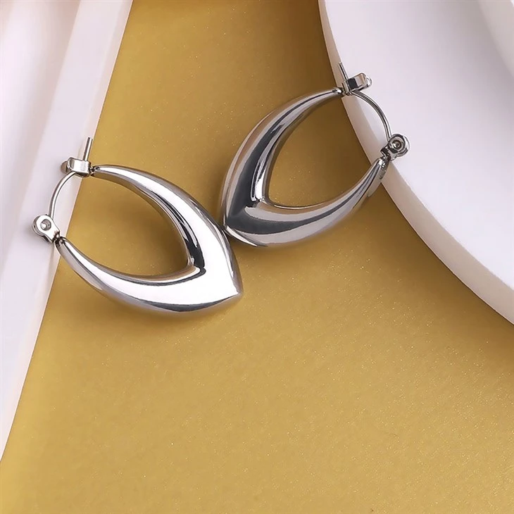 Stainless Steel PVD Polished Tapered Hoop Earrings price