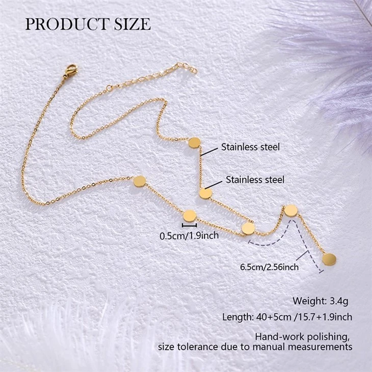 Stainless Steel Gold Disc Y Chain Pendant Necklace best Stainless Steel Gold Disc Y Chain Pendant Necklace best