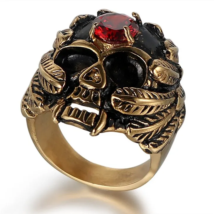 Winged Skull Zircon Gothic Ring high quality