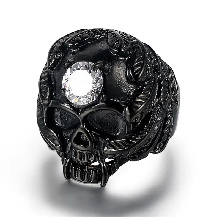 Winged Skull Zircon Gothic Ring factory